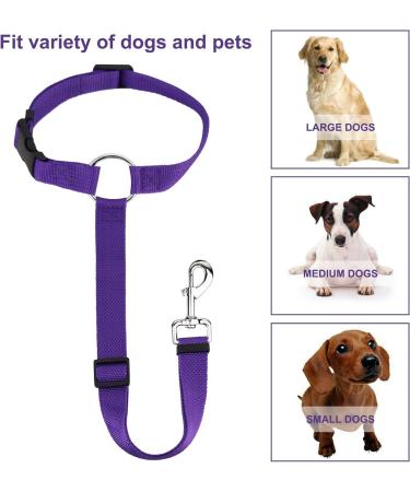 HONZUEN 2 Pack Universal Dog Pet Headrest Seat Belt Adjustable Durable Dog Car Harnesses Restraint with Carabiner Dog LeadSafety Seatbelt belt for any Cars Vehicle Purple - Buy Online on GoSupps.com
