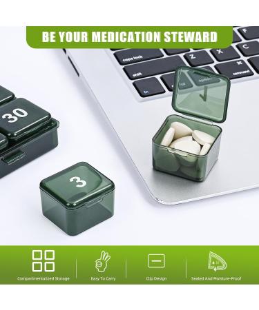 30 Day Large Pill Organizer - Moisture-Resistant Travel-Friendly Squeeze Open Design for Vitamins & Medicine (Dark Green - Buy Online on GoSupps.com