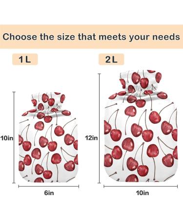 Naanle 2L Transparent Hot Water Bottle with Cover - Large Cherry Berries Design for Bed Hand and Feet Warmer | Pain Relief & Heat Therapy - Buy Online on GoSupps.com