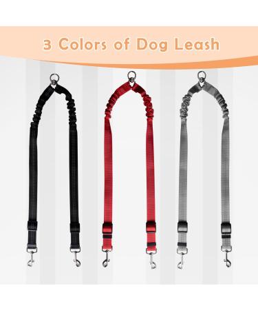 Tycoonest 2 PCS Double Dog Lead for Walking 2 Dogs No Tangle 2 Dog Leash Coupler Pet Lead Leash Adjustable 20.5 to 29.5 Inches for Small Dogs Under 15kg Black+Grey - Buy Online on GoSupps.com