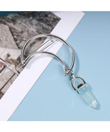 Andelaisi Boho Moon Hair Clip - Vintage Crescent Hairpin with Natural Stone Pendant - Hexagonal Crystal Drop Barrette for Women and Girls - Buy Online on GoSupps.com