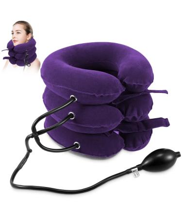 Jaximy Neck Stretcher, Cervical Traction Device, Neck Pain Relief, Adjustable Inflatable Neck Brace & Cervical Neck Traction Device, Cervical Neck Pillow Home Use Decompression(Purple)