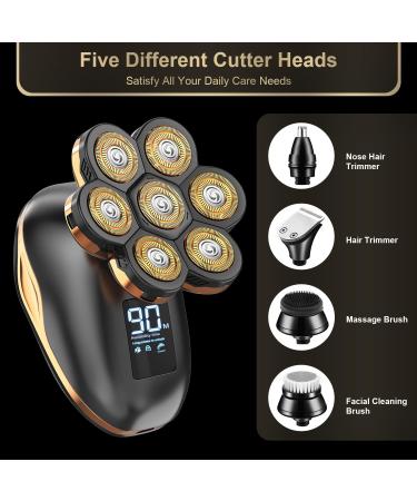 Shop 7D Electric Head Shavers for Bald Men | 5-in-1 Waterproof Rotary Grooming Kit with LED Display - Rechargeable & International Shipping - Buy Online on GoSupps.com