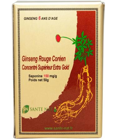 Korean RED GINSENG 50G EXTRA GOLD - Concentrated Extract 6 Years of Age - Saponin Greater than 150mg [Ginsenosides Rg1+Rb1+Rg3 = 15mg/g mini] by Nat Health
