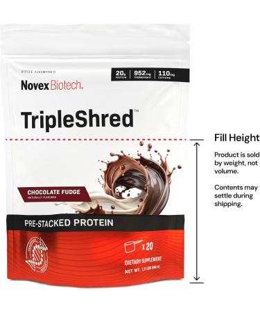 Novex Biotech TripleShred Protein Powder Lean Muscle & Metabolism Support with Thermogenic Blend, Caffeine, Green Tea & Coffee Bean Weight Management Formula, Chocolate Fudge, 20 Servings 1.5 Pound (Pack of 1) - Buy Online on GoSupps.com