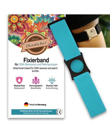 Diasticker |Freestyle Libre 3 - Fixing band |Flexible - waterproof - strong stop |Sensor protection fixation for freestyle Libre sensor |Halter: black (small: 18-25 cm turquoise) S (18 - 25 cm) turquoise
