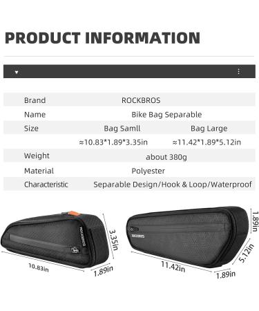 Rockbros 2-in-1 Bike Pocket Set | Waterproof Handlebar & Frame Bag for MTB & E-Bikes | 2.5L Removable Triangular Bike Storage - Buy Online on GoSupps.com