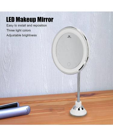 LED Makeup Mirror 10x Magnification with Adjustable Brightness and Three Light Colors | Flexible Gooseneck Magnifying Mirror with Suction Cup for Bathroom, Shaving, Travel Vanity - Buy Online on GoSupps.com