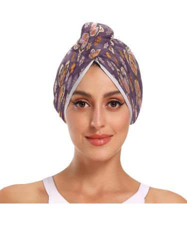 Flower Butterfly Dry Hair Cap Set | 2 Piece Quick Drying Towel & Button Headband | Super Absorbent & Soft - Buy Online on GoSupps.com