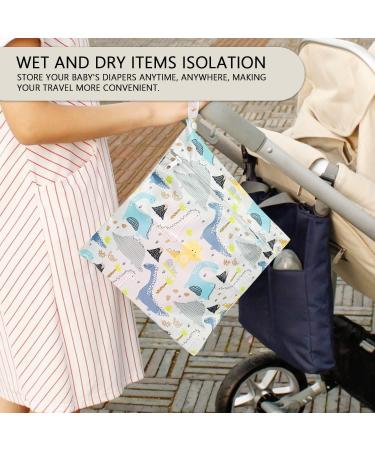 CQQNIU 2 Pcs Baby Waterproof Diaper Organizer - Reusable Wet Bag for Swimwear & Day Care - Dinosaurs Letters Design - Buy Online on GoSupps.com