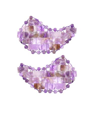 Minkissy 1 Pair Jade Eye Mask Natural Eyeshadow Cold Compress Eye Masks Rose Eye Masks Blindfold Eyeshades for Sleeping Amethyst Eye Masks Supplies Purple Patch Travel