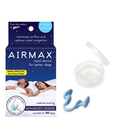 AIRMAX Nasal Dilator for Better Sleep Natural Comfortable Anti Snoring Device Solution for Maximum Airflow and Easier Breathing (Small - Blue)