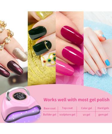 180W UV LED Nail Lamp - Fast Gel Dryer with 48 Lamp Beads, Timer Settings, Sensor & Portable Handle - Pink - Buy Online on GoSupps.com