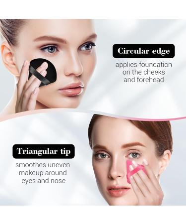 Velvet Triangle Powder Puffs Set - Reusable Makeup Sponge for Foundation, Powder, and Concealer - 4pcs Black White Applicator Kit - Buy Online on GoSupps.com