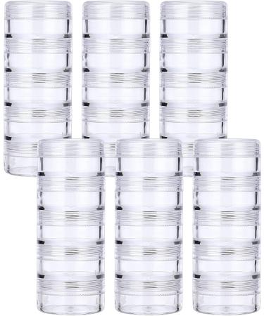 CKNMEERSA 6 Sets Stackable Bead Storage Containers 5 Layers Clear Round Bead Storage Jars for Crafts Small Items Beads