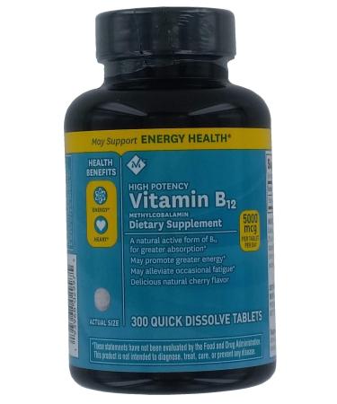 Member's Mark Vitamin B-12 Sublingual High Potency Methylcobalamin 5000mcg Tablets (1 Bottle (300 Tablets)) by Members Mark
