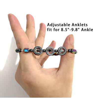 Magnetic Hematite Anklet for Swelling Relief and Lymphatic Drainage - Energy Healing Bracelet for Pain and Anxiety - Unisex Beach Anklet - Buy Online on GoSupps.com