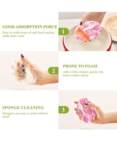 3-Pack Cleaning Kitchen Sponges Oval Pink Camouflage Military Kitchen Cellulose Dishwashing Wood Pulp Cotton - Buy Online on GoSupps.com