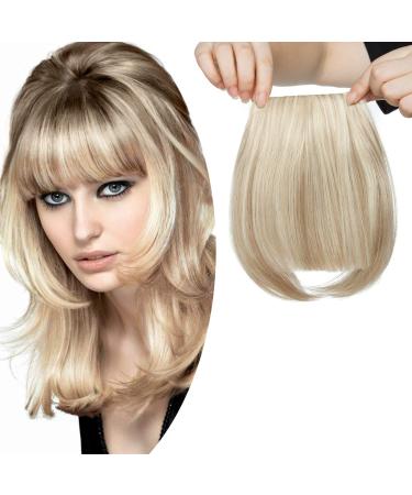 SEGO Clip in Pony Hairpiece Extensions Fringe Bangs One Piece In Front Hair Extension like Real Hair Sandy Blonde & Bleach Blonde-1