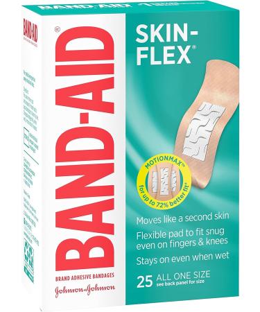 Band-Aid Skin-Flex Adhesive Bandages - 25 Count Pack - Flexible, Sterile Bandages for Minor Cuts, Scrapes, and Burns - Ideal for Fingers, Hands, and Knees - Buy Online on GoSupps.com