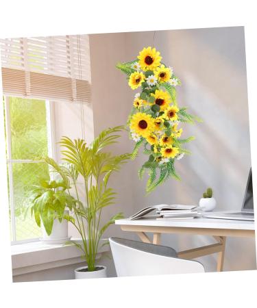 Zerodeko Sunflower Wall Hanging Artificial Plant Home Sunflower Decoration Hanging Garland with Green Leaves Green Artificial Leaves Outdoor Decorations Pendant Silk Cloth Indoor Yellow 55x22cm - Buy Online on GoSupps.com