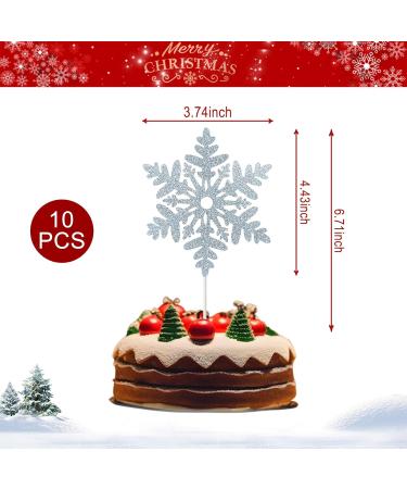 10pcs Christmas Cake Topper White Sliver Glitter Snowflake Cupcake Toppers Xmas Snowflake Cake Decoration for Holiday Winter Theme Cupcake Picks Baby Shower Christmas Cake Toppers E-white Snowflake - Buy Online on GoSupps.com