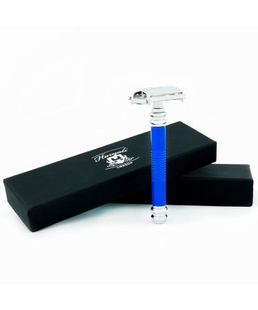 Haryali London Double-cutting razor plane- butterfly razor- stable handle- metal and steel finish- reusable razor plane- suitable for women and men (blue)