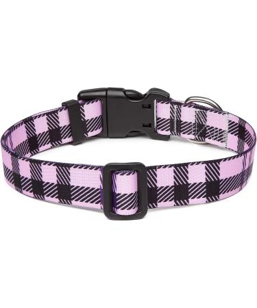 Adjustable Mercano Dog Collar - Soft Nylon Comfort for Small & Medium Puppies - Stylish Checkered Purple (M) - Buy Online on GoSupps.com