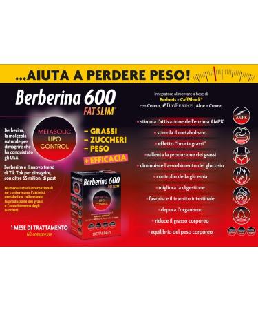 Dietline Dietalinea BERBERINA 600 FAT SLIM 60 tablets Food supplement for the regulation of the intestinal tract and the function of the digestive tract - Buy Online on GoSupps.com