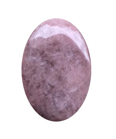 Fekuar Oval Strawberry Quartz Palm Stone, Polished Worry Pocket Massage Stones Healing Crystal for Therapy Geometry Chakra Balancing Pink Strawlberry Quartz