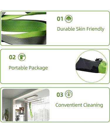 SANKUU Stretching Strap with 12 Loops + Workout Poster | Non-Elastic Yoga Straps for Physical Therapy & Exercise | Green Hamstring Stretcher for Pilates, Dance, Gymnastics | Women & Men - Buy Online on GoSupps.com