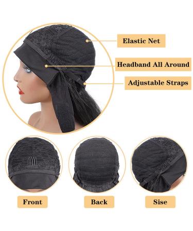 26 Inch Black Kinky Straight Headband Wig - Synthetic Yaki Hair, Full Machine Made, No Lace Front - Natural Black Color for Women - Buy Online on GoSupps.com