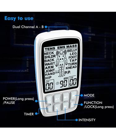 Conree Dual Channel TENS Unit EMS Muscle Stimulator - 24 Programs for Pain Relief Therapy | Rechargeable Pulse Massager with Case and 12 Pads for Back, Shoulder, Waist, Arm, Leg - Buy Online on GoSupps.com