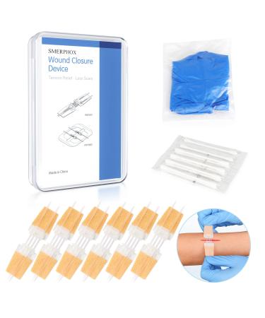 Wound Closure Strip  Sterile First Aid Kit  Zip and Stitch Suture-Free  Adhesive Stitch Emergency Close Wound Device  Flexible Fabric Adhesive Bandages for Wound Care & First Aid Skin Injury (6 pcs)