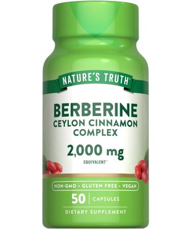 Nature's Truth Berberine with Ceylon Cinnamon Complex | 2 000mg | 50 Vegan Capsules | Vegan Non-GMO and Gluten Free Supplement