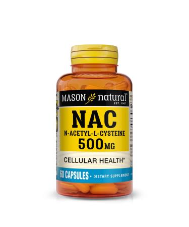 MASON NATURAL NAC N-Acetyl L-Cysteine 500 mg - Supports Cellular Health Immune System Booster for General Wellness 60 Capsules 60 Count (Pack of 1)