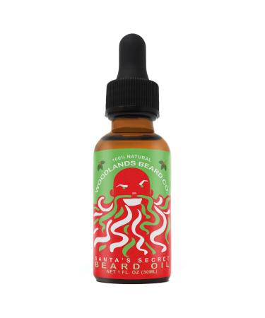 Santa's Secret Beard Oil Scented Like a Christmas Candy Cane With Peppermint Clove Ylang Ylang and Sweet Orange from Woodlands Beard Co.