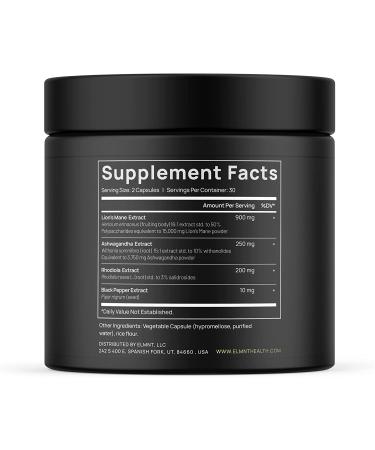 20,000mg Lions Mane Mushroom Supplement with Ashwagandha & Rhodiola - 16x Strength Nootropic | 50% Polysaccharides - Brain Focus, Energy, Mood Booster - Highest Potency Lion's Mane Capsules - Buy Online on GoSupps.com