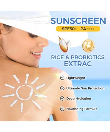 Rice Probiotics Sunscreen SPF 50 | Organic Facial & Body Lotion | UVA/UVB Protection PA - Buy Online on GoSupps.com