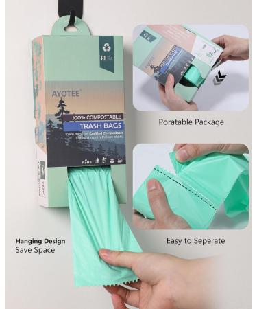 AYOTEE 100% Compostable Trash Bags - 1.3 Gallon Small Kitchen Compost Bags (125 Count) - Buy Online on GoSupps.com