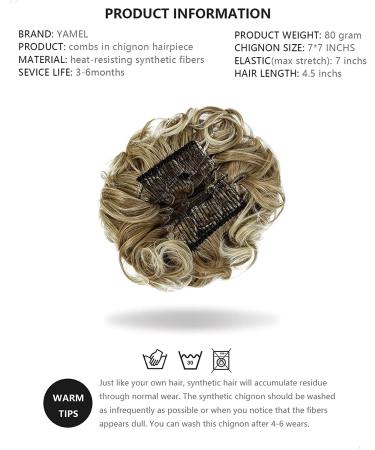 Yamel Curly Bun Hairpiece in Sandy Coffee to White Blonde - Synthetic Updo Extensions for Women - Buy Online on GoSupps.com