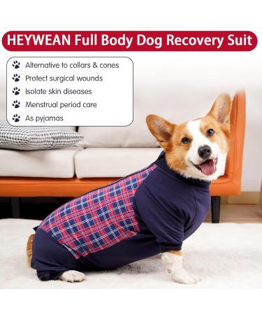 Heywean Dog Recovery Suit for After Surgery - Zippered Long-Sleeved One-Piece for Post-Op Dogs - XXXL Red Checked Body for Dog Relaxation - Buy Online on GoSupps.com