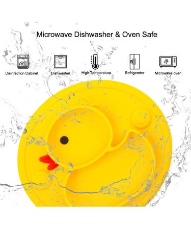 Linowos Silicone Divided Toddler Plates  Portable Non Slip Suction Plates for Children Babies and Kids BPA Free Baby Dinner Plate (Duck-Yellow) 1 01Duck-Yellow - Buy Online on GoSupps.com