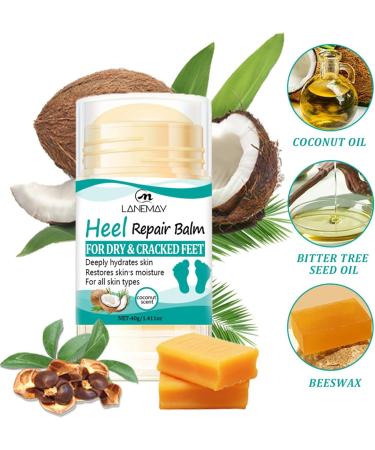 Heel Repair Balm for Dry Cracked Feet with Coconut Oil Foot Exfoliating Moisturizing Cream Skin Care for Women Men and Women 40g - Buy Online on GoSupps.com