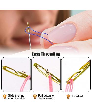 24 Pcs Self Threading Needles for Hand Sewing with Wooden Case - YAWALL - Buy Online on GoSupps.com