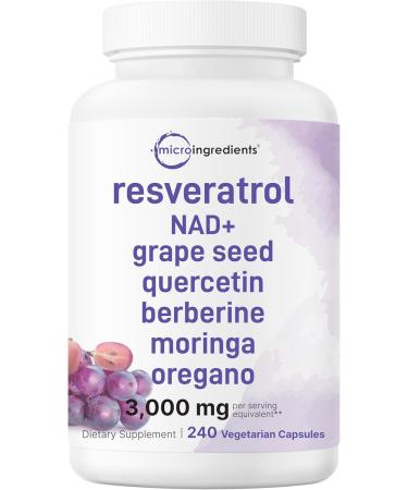 Micro Ingredients Organic Chlorella Spirulina Tablets & Resveratrol NAD Supplements 3 000mg Veggie Capsules | 2 Pack | Cracked Cell Wall Easily Absorbed | Antioxidant Blend with Quercetin & Berberine - Buy Online on GoSupps.com