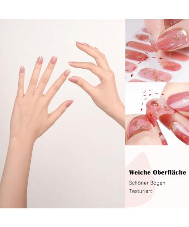 Danni & Toni Half Hardened Gel Nail Foils - Rosy Cheeks Pink Gradation | UV Nail Sticker Wraps for Christmas Gifts - Self-Adhesive Nail Design (28 Stickers) - Buy Online on GoSupps.com