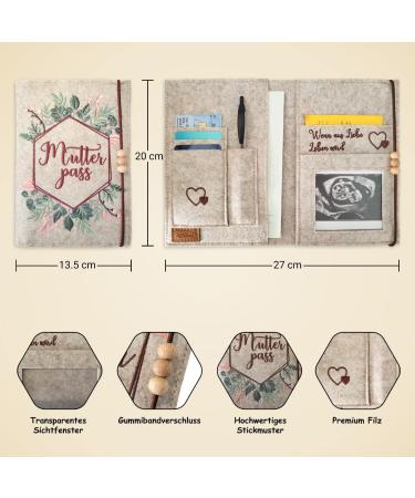 LittleOah Premium Beige Mutterpass Cover | Felt Fabric Pregnancy Organizer | Perfect Gift for Pregnant Women | Mamapass Ultrasound Protective Cover & Document Bag - Buy Online on GoSupps.com