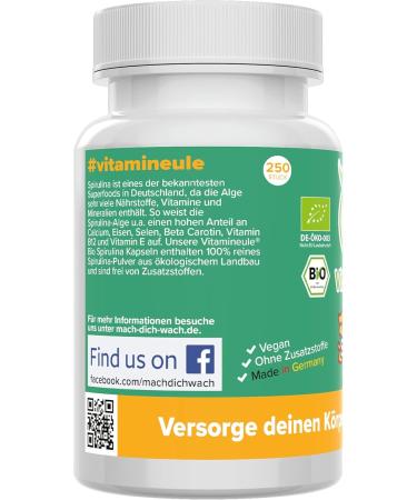 Bio Spirulina Capsules 500mg - Organic Certified High-Dose Vegan Supplement from Germany - 250 Additive-Free Capsules | Vitamine le  - Buy Online on GoSupps.com