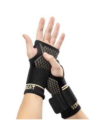 Copper Wrist Compression Sleeves (1 Pair) for Carpal Tunnel and Pain Relief Treatment Wrist Support for Arthritis Tendonitis Sprains Workout.Breathable and Sweat-Absorbing double MT Double Black M